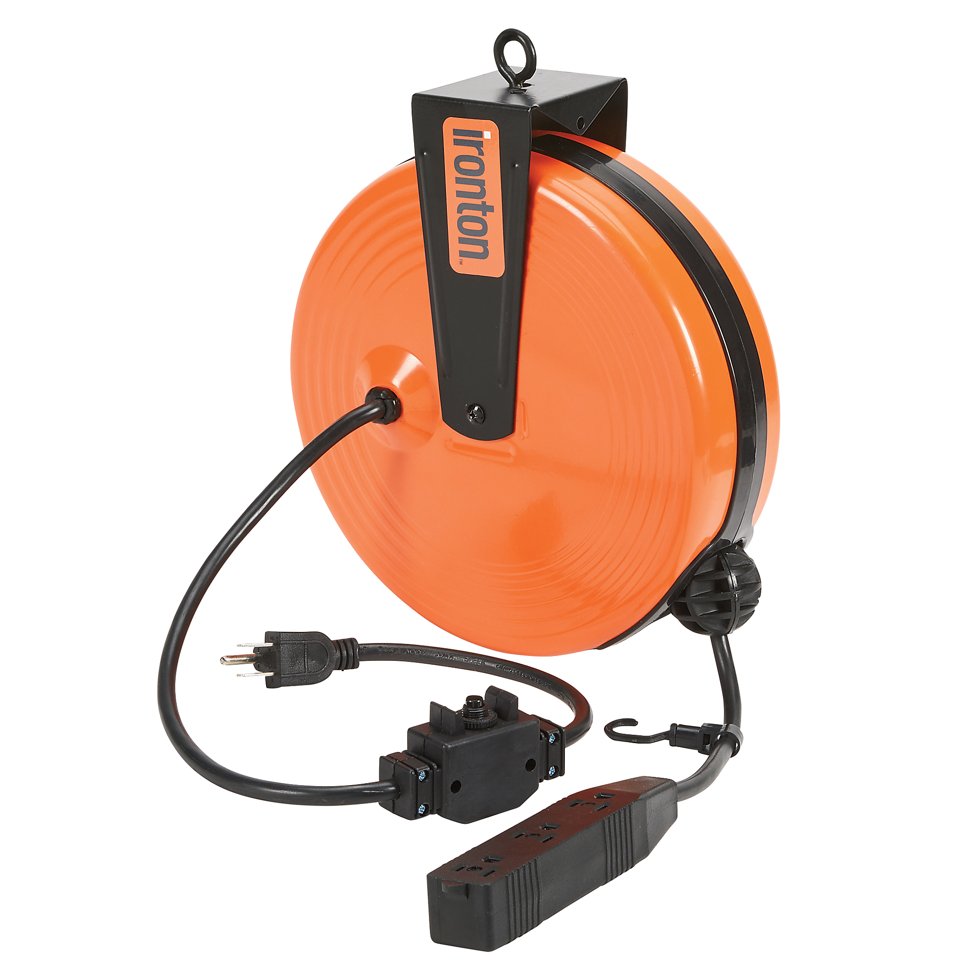 Ironton 30ft. 16/3 Retractable Cord Reel with Triple Tap